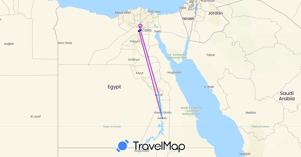 TravelMap itinerary: driving, train, boat in Egypt (Africa)